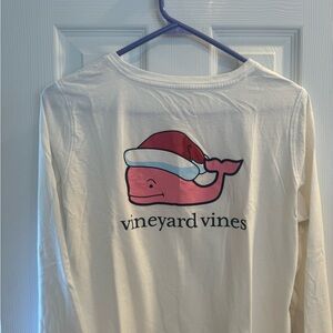 Vineyard Vines White Long Sleeve Womens Santa Christmas Tee